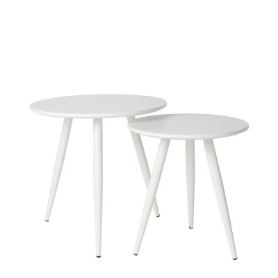 Lot de 2 tables d'appoint laqu&eacute;es Daven - Couleur - Blanc
