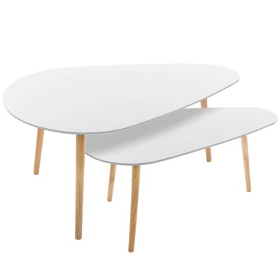 Lot De 2 Tables De Caf&eacute; Blanches Mileo
