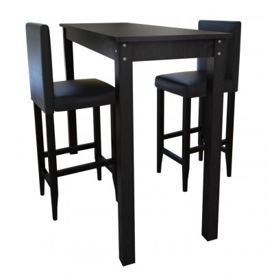 Lot de 2 tabourets de bar avec table haute noir helloshop26 1202005