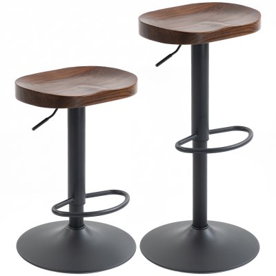 Lot De 2 Tabourets De Bar Design Industriel Bois M&eacute;tal