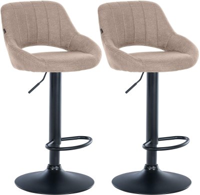 Lot de 2 tabourets de bar Milet en tissu Taupe M&eacute;tal noir mat