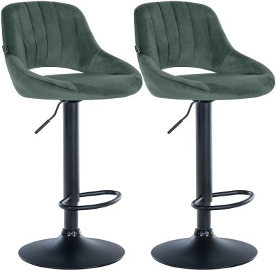 Lot De 2 Tabourets De Bar Milet En Velours M&eacute;tal Noir Mat vert