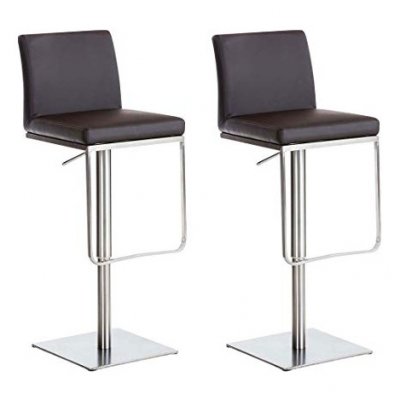 Lot de 2 tabourets de bar Panama similicuir marron Acier affin&eacute;