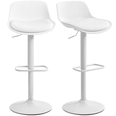 Lot De 2 Tabourets De Bar Pivotants R&eacute;glables Blanc