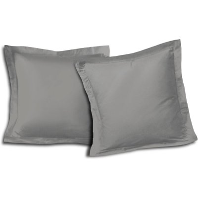 HOME LINGE PASSION Lot de 2 taies carr&eacute;es 100% coton - Gris Clair - 63x63 cm - Gris Clair
