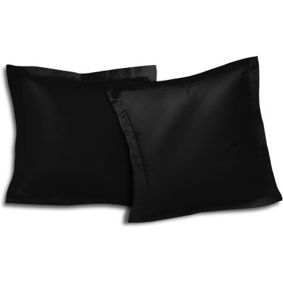 HOME LINGE PASSION Lot de 2 taies carr&eacute;es 100% coton - Noir - 63x63 cm