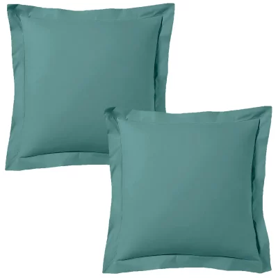 BLANC AVENUE Lot de 2 taies d'oreiller 63x63 cm satin de coton c&eacute;ladon