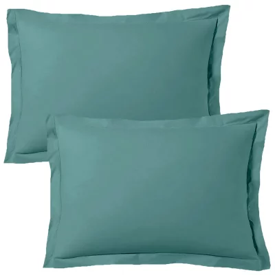 BLANC AVENUE Lot De 2 Taies D'oreiller Satin De Coton 50x70cm C&eacute;ladon