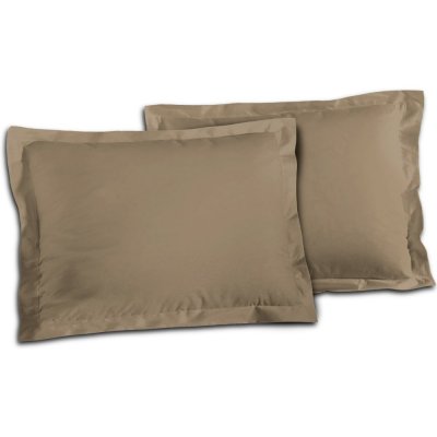 HOME LINGE PASSION Lot de 2 taies rectangulaires 100% coton - Beige - 50x70 cm - Beige