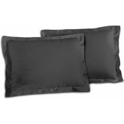 HOME LINGE PASSION Lot de 2 taies rectangulaires 100% coton - Gris Fonc&eacute; - 50x70 cm