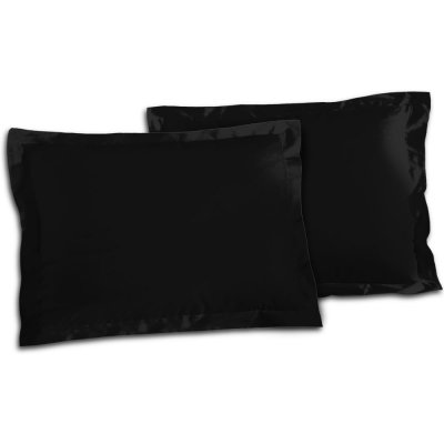 HOME LINGE PASSION Lot de 2 taies rectangulaires 100% coton - Noir - 50x70 cm