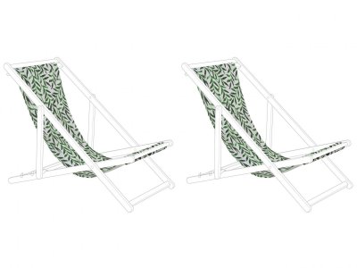 BELIANI Lot de 2 toiles pour transat ANZIO / AVELLINO motif feuillage blanc / vert