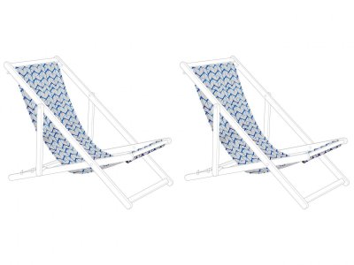 BELIANI Lot de 2 toiles pour transat ANZIO / AVELLINO motif zigzag bleu / blanc