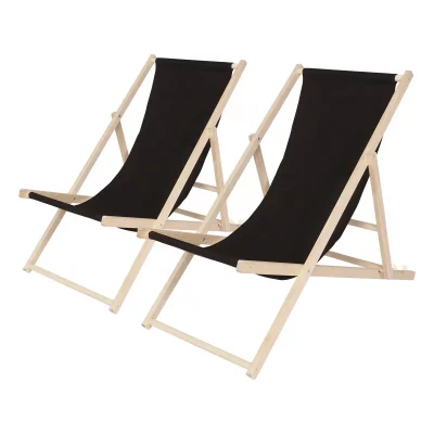 HABITAT ET JARDIN Lot de 2 transat en bois chilienne - noir