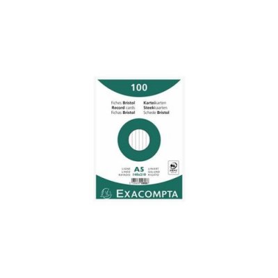 EXACOMPTA Lot de 20 50 fiches Bristol blanc 148x210 quadrill&eacute; 5x5 perfor&eacute;es sous film