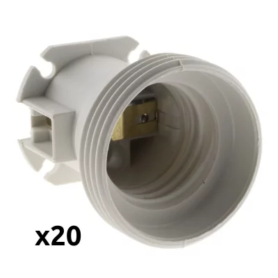 ZENITECH Lot de 20 douilles &eacute;lectriques e27 vis thermoplastique blanc 
