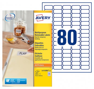 AVERY Lot De 2000 &Eacute;tiquettes Laser Enlevables 356 X 169 Mm