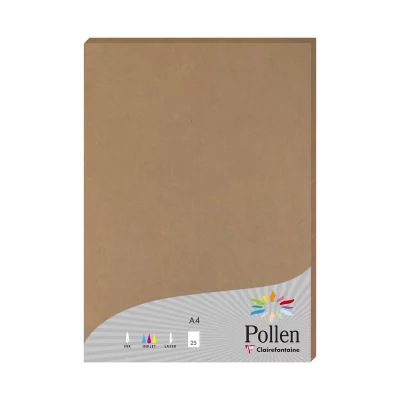  Lot de 25 feuilles A4 - POLLEN - 200g - Kraft