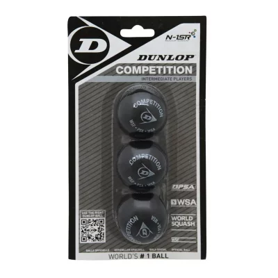 DUNLOP Lot de 3 balles squash  competition blister