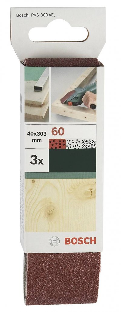 BOSCH Lot de 3 bandes abrasives , 40 x 305 mm, grains 80