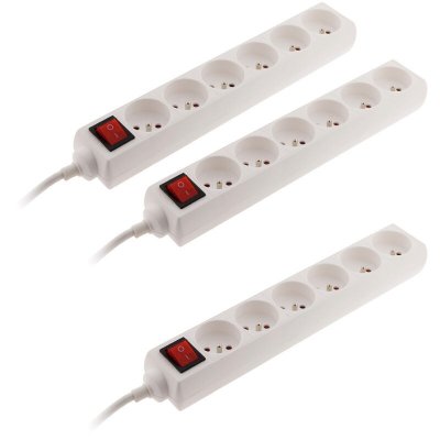 ZENITECH Lot de 3 blocs multiprise 6 prises 16A 2P+T interrupteur - blanc - 