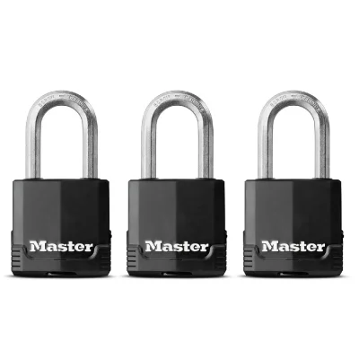 MASTER LOCK Lot de 3 cadenas &agrave; cl&eacute;  acier lamin&eacute;, l.45 mm