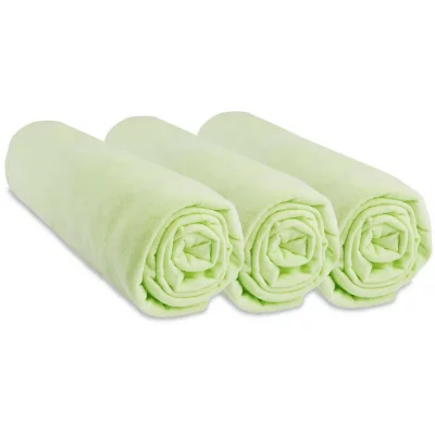 EASY DORT Lot de 3 draps housse coton - 60x120 cm Couleur - Anis