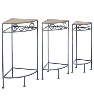 Lot de 3 etag&egrave;res d'angle ""botal"" naturel