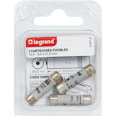 LEGRAND Lot de 3 fusibles c&eacute;ramique 10 A, 8.5 x 31.5 mm c&eacute;ramique