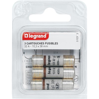 LEGRAND Lot de 3 fusibles c&eacute;ramique 32 A, 10.3 x 38 mm c&eacute;ramique