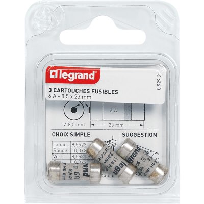 LEGRAND Lot de 3 fusibles c&eacute;ramique 6 A, 8.5 x 23 mm c&eacute;ramique