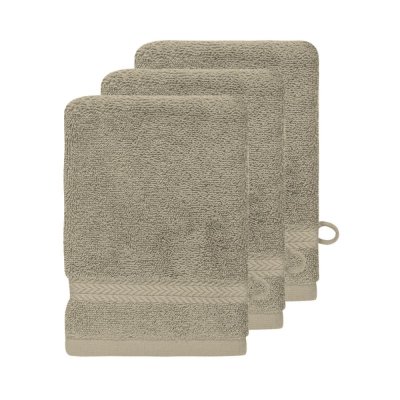 SENSEI MAISON Lot de 3 gants de toilette 550gr/m&sup2; mastic 16x22 cm