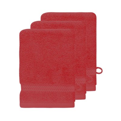 SENSEI MAISON Lot de 3 gants de toilette 550gr/m&sup2; rubis 16x22 cm