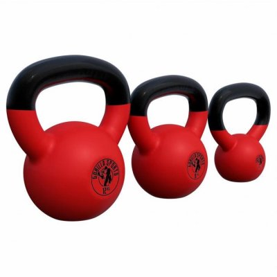 GORILLA SPORTS Lot de 3 kettlebells en fonte n&eacute;opr&egrave;ne (4, 8 et 12 KG) - halt&egrave;res russes