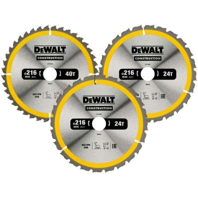 DEWALT Lot de 3 lames de scie circulaire &Oslash;216 mm  DT1962-QZ
