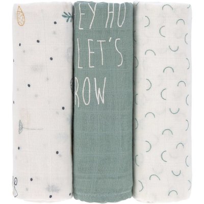 LASSIG Lot de 3 langes en bambou vert d'eau Garden Explorer (80 x 80 cm)