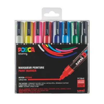 POSCA Lot de 3 pc 5 m 8 couleurs 5 m C Bulk 00023557