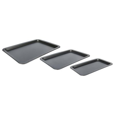 FIVE SIMPLY SMART Lot de 3 plaques de cuisson four en acier - rev&ecirc;tement antiadh&eacute;sif