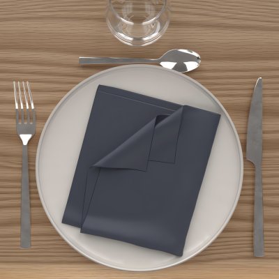 SOLEIL D OCRE Lot de 3 serviettes de table 40x40 cm ALIX bleu jean, par