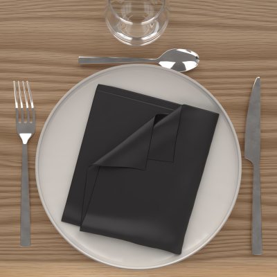 SOLEIL D OCRE Lot de 3 serviettes de table 40x40 cm ALIX noir, par Soleil d'Ocre