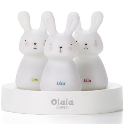 OLALA Lot de 3 veilleuses nomades lapin L&eacute;o, L&eacute;ni & Lila