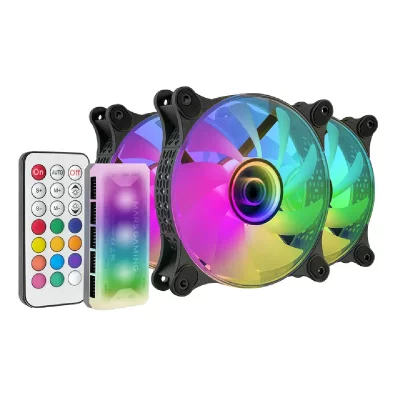 MARS GAMING Lot de 3 ventilateurs boitier mf-3d rgb - 12cm (noir) MF3DKIT
