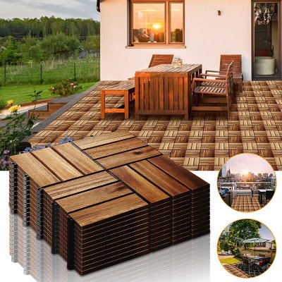 HOBBYTECH Lot de 33 dalles de terrasse clipsable en bois 31 x 31 cm hobby tech