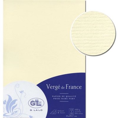LALO Lot de 4 50 feuilles A4 Verg&eacute; 100g/m&sup2;, coloris ivoire