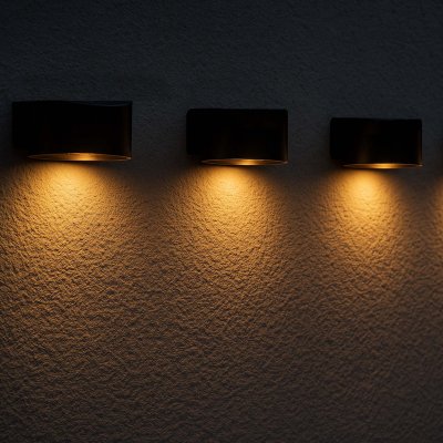 LUMISKY Lot de 4 appliques murales solaires plastique noir 100lm