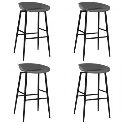 Lot de 4 chaise de bar en metal non pliable H. 95.5 cm interieur gris