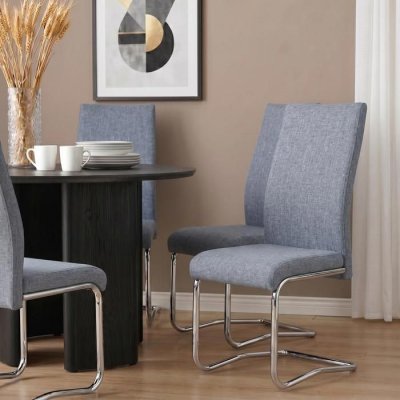 Lot de 4 chaises ALADINO, en tissu gris