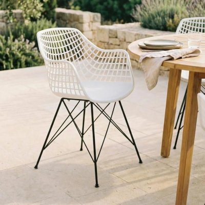 Lot de 4 chaises ALICANTE, en plastique blanc