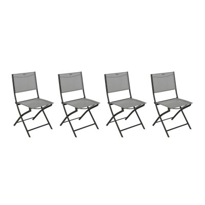 HESPERIDE Lot de 4 chaises de jardin pliantes Modula Galet & Graphite - Hesp&eacute;ride - Galet / graphite