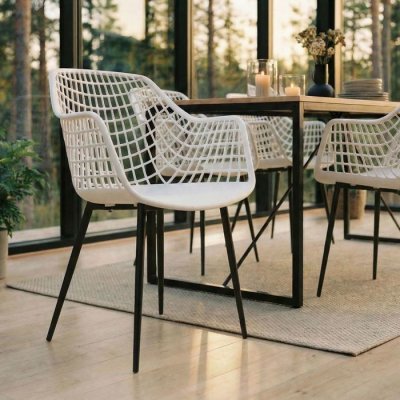 Lot de 4 chaises LUCIA, en plastique blanc